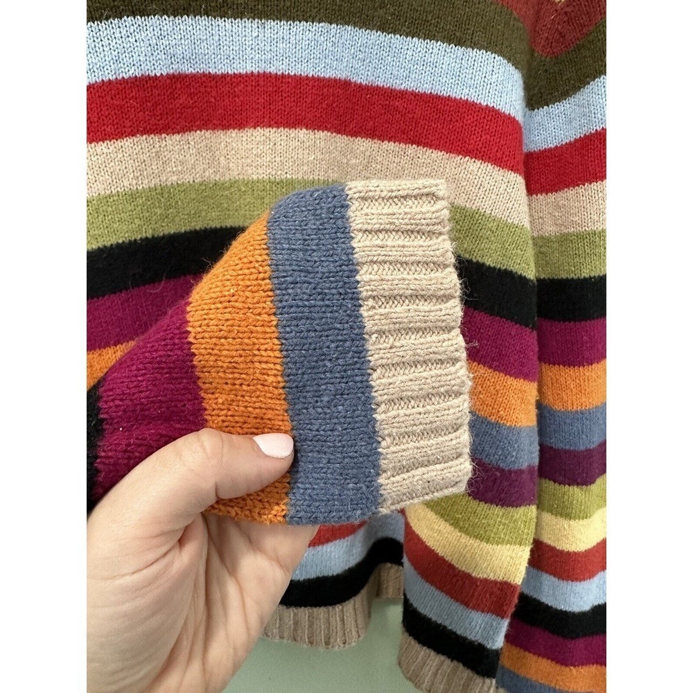 Vtg 90s Rainbow Sweater Women’s Sz XL Wool Blend Stripe Friends Y2K Knit Crew - Picture 5 of 8